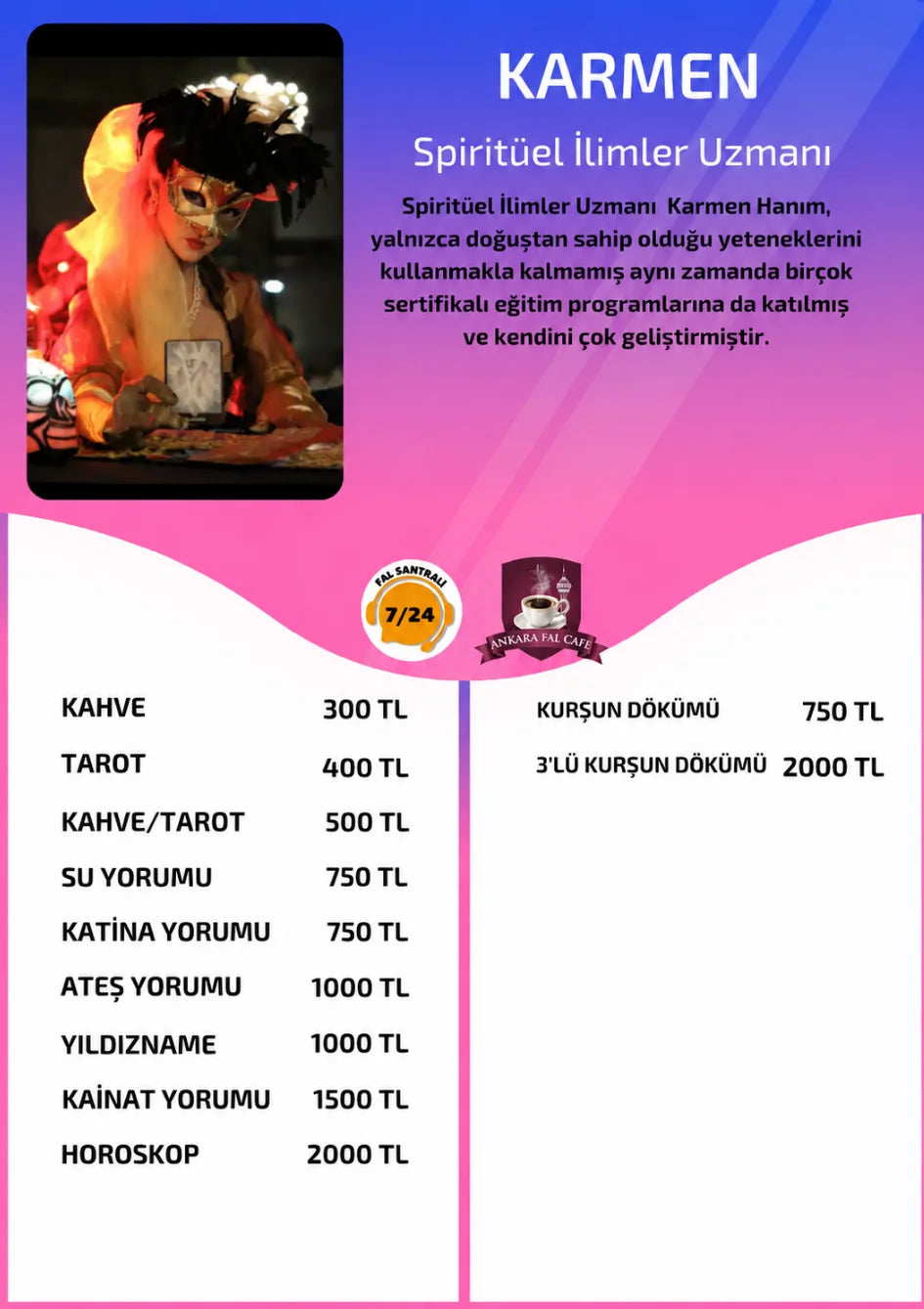 Ankara Fal Cafe yorumcu Karmen online katina yorumu fiyat bilgisi görseli