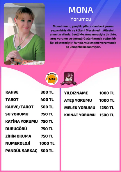 Yorumcu Mona Ankara Fal Cafe online yorum fiyat listesi görseli