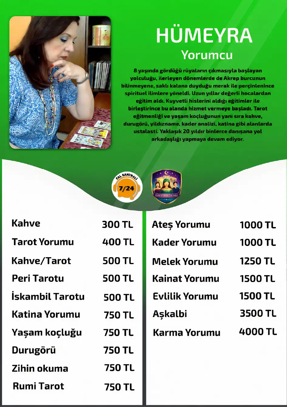 Gece Falcıları yorumcu Hümeyra online kader yorumu fiyat bilgisi görseli