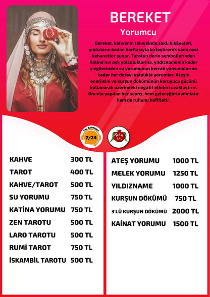 Bereket Nar Fal Cafe online kahve-tarot yorumu tanıtım ve fiyat bilgisi görseli