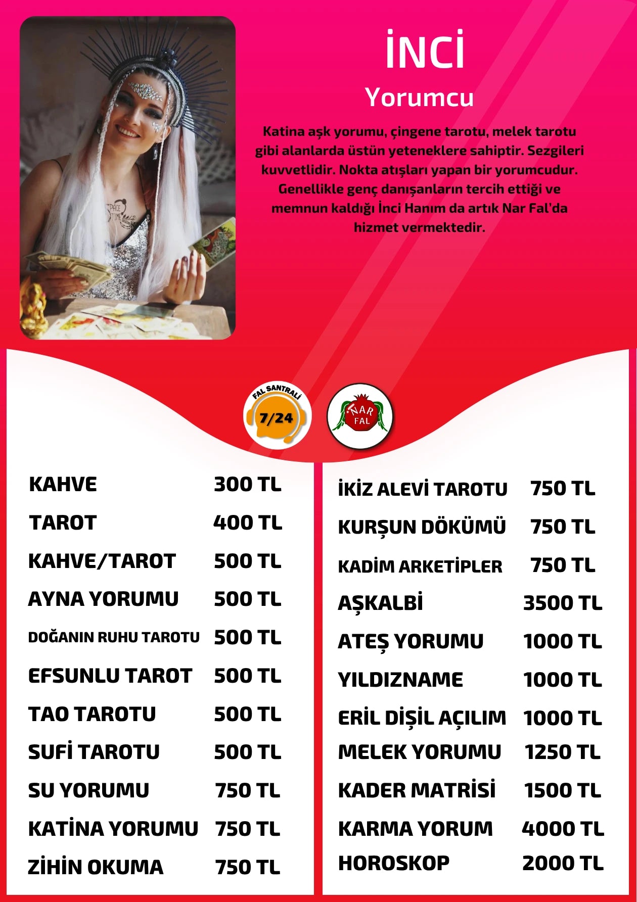 Nar Fal Cafe online yorumcu İnci Horoskop fiyat bilgisi görseli