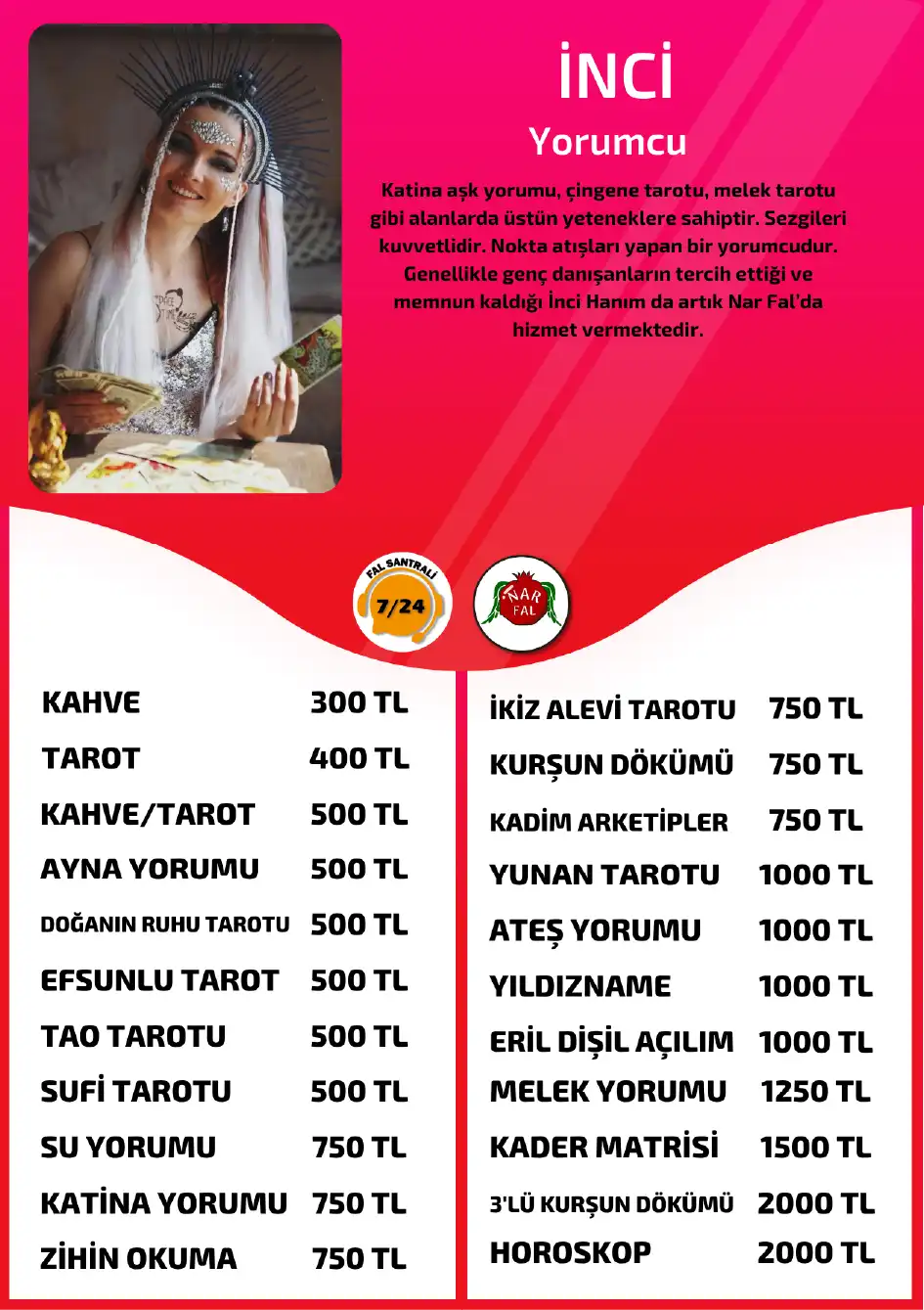 Yorumcu İnci Nar Fal Cafe online kahve yorumu tanıtım ve fiyat bilgisi görseli