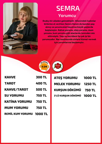 Yorumcu Semra Nar Fal Cafe online kahve yorumu tanıtım ve fiyat bilgisi görseli