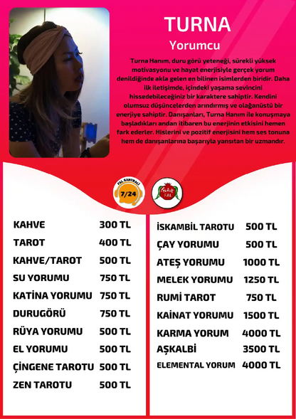Nar Fal Cafe yorumcu Turna online elemental yorum fiyat bilgisi görseli