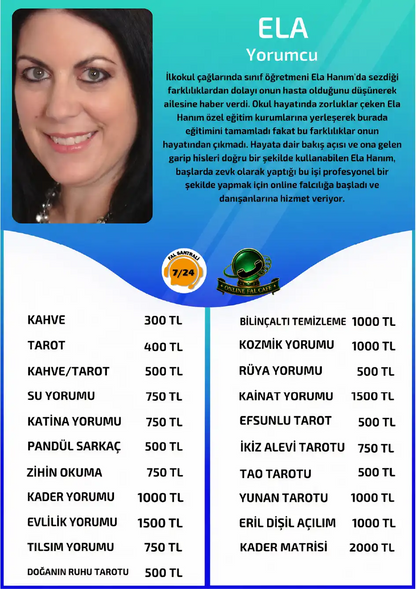 Online Fal Cafe yorumcu Ela online kader matrisi yorumu fiyat bilgisi görseli