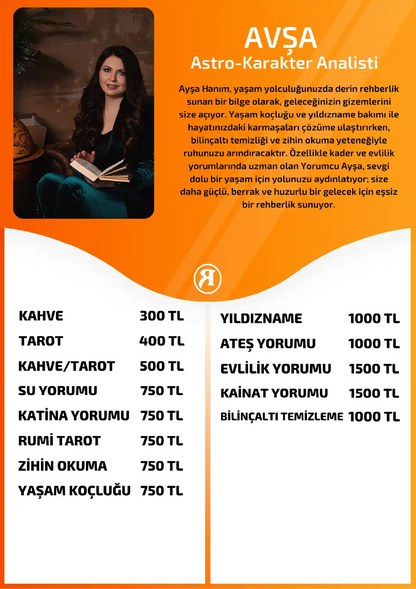 Avsa Turuncu Fal Cafe online kahve tarot yorumu tanıtım ve fiyat bilgisi görseli