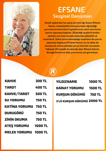 Efsane Turuncu Fal Cafe online tarot yorumu tanıtım ve fiyat bilgisi görseli