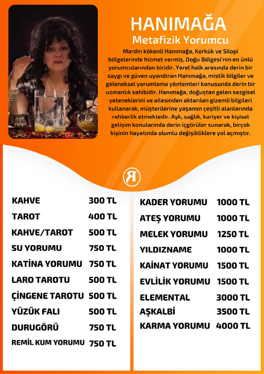 Hanimaga Turuncu Fal Cafe online cingene tarotu yorumu tanıtım ve fiyat bilgisi görseli
