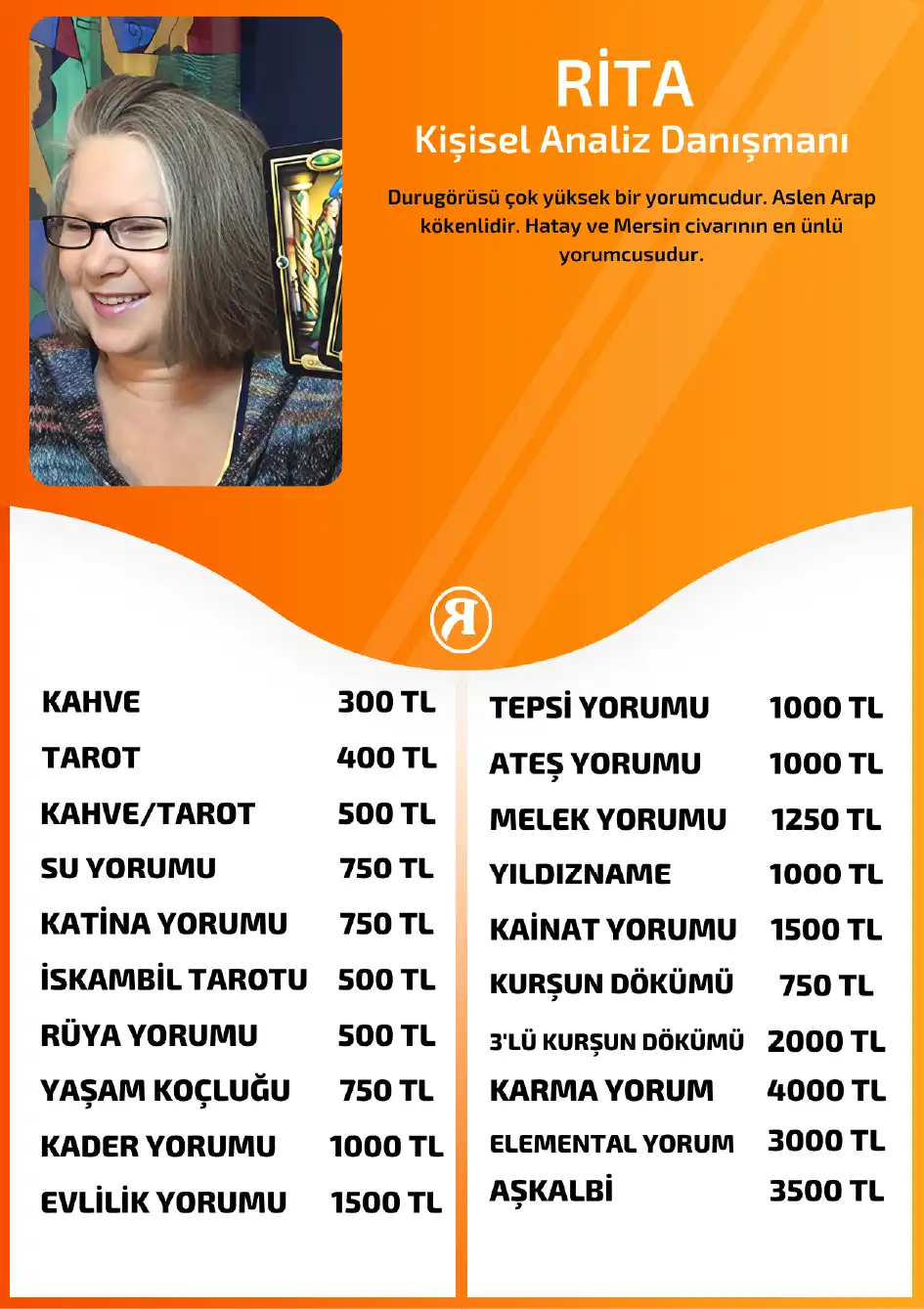 Turuncu Fal Cafe yorumcu Rita fiyat bilgisi görseli