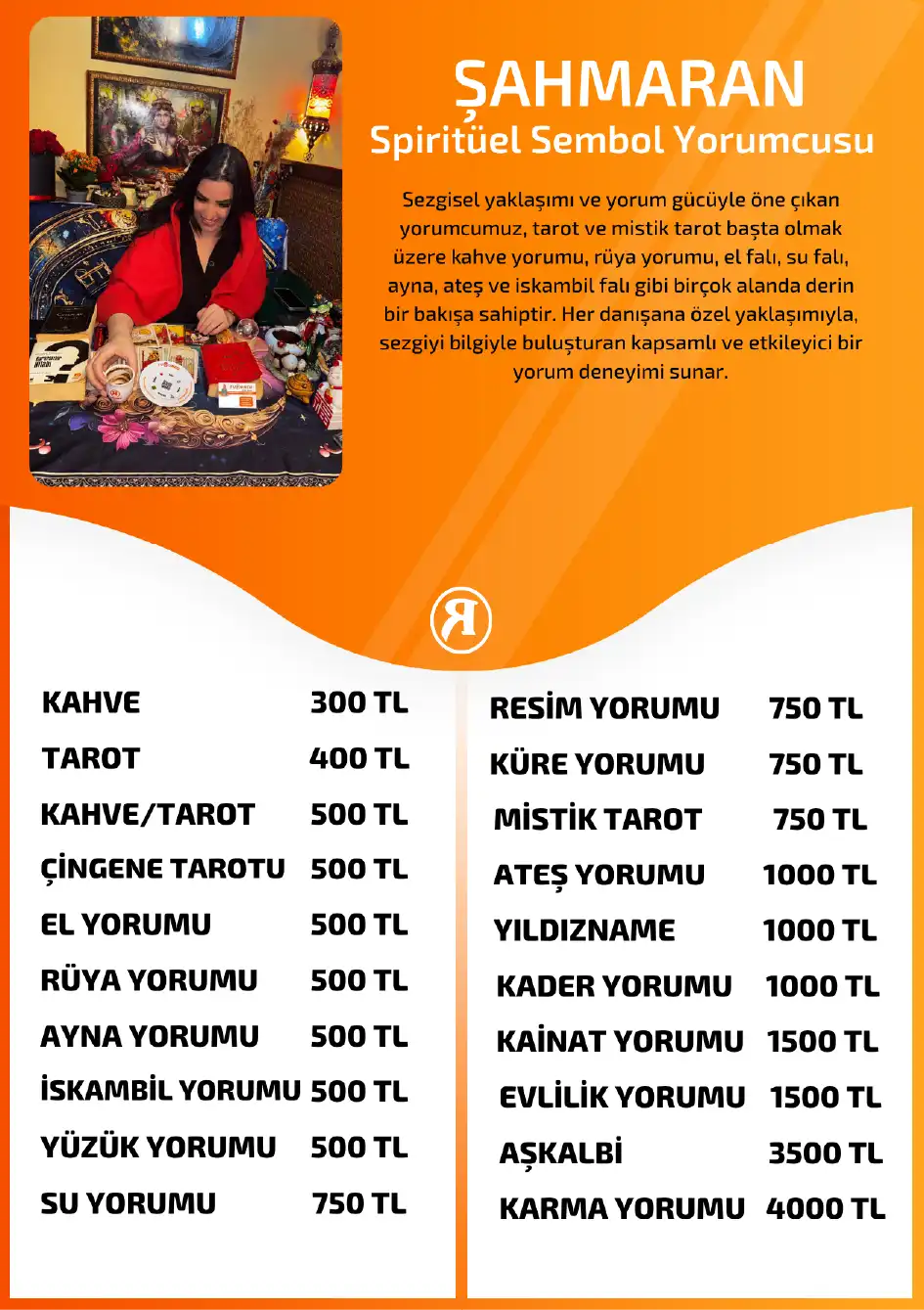 Turuncu Fal Cafe yorumcu Şahmaran fiyat bilgisi görseli