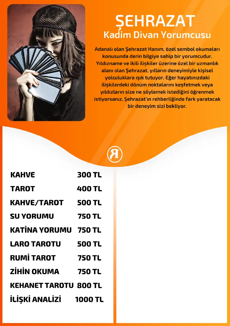 Turuncu Fal Cafe yorumcu Şehrazat fiyat bilgisi görseli