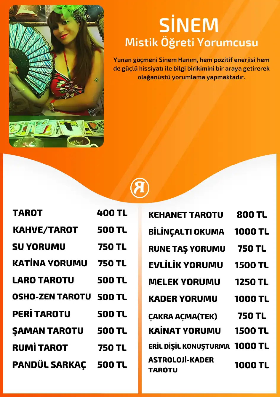 Turuncu Fal Cafe yorumcu Sinem fiyat bilgisi görseli