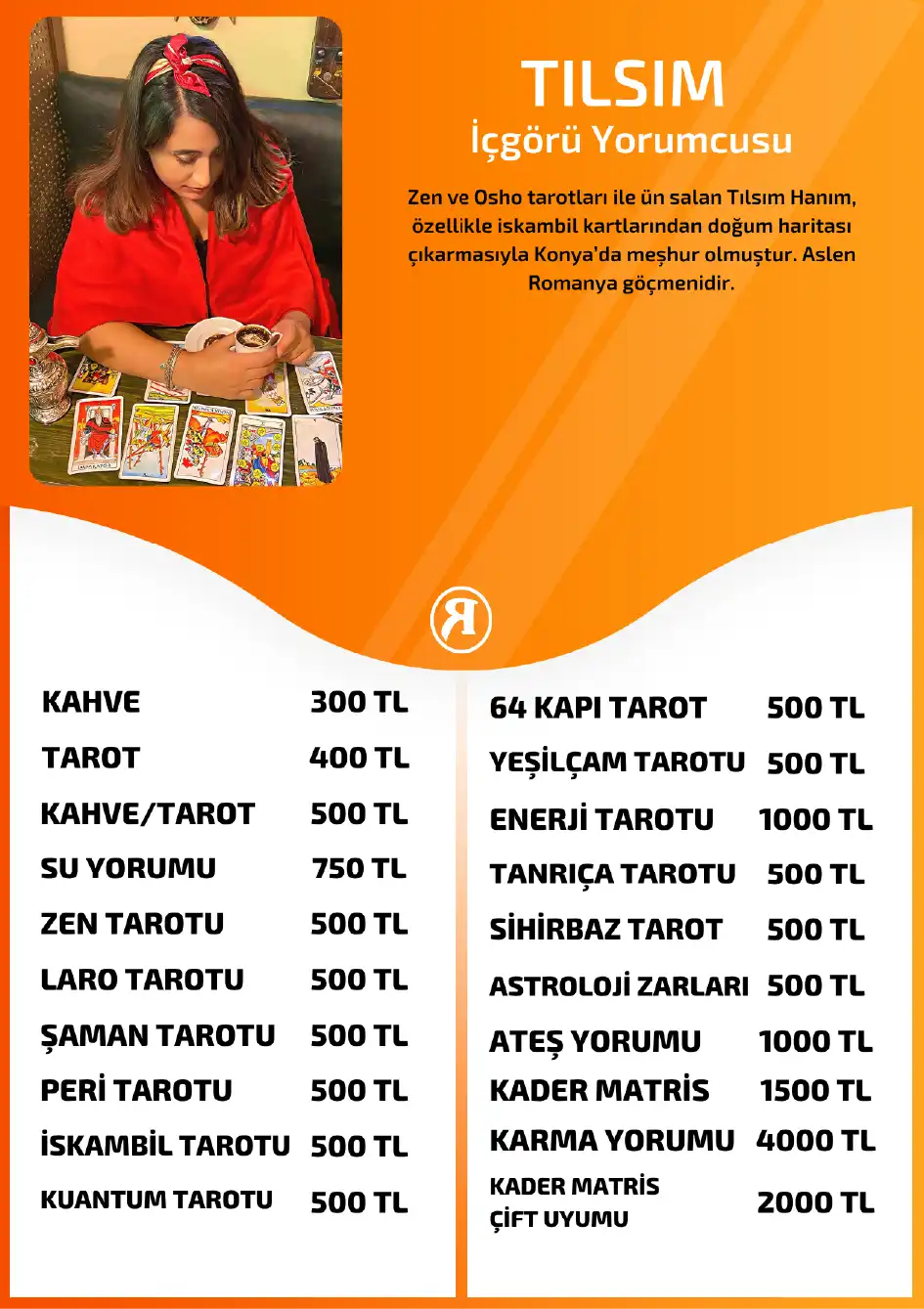 Turuncu Fal Cafe yorumcu Tılsım fiyat bilgisi görseli