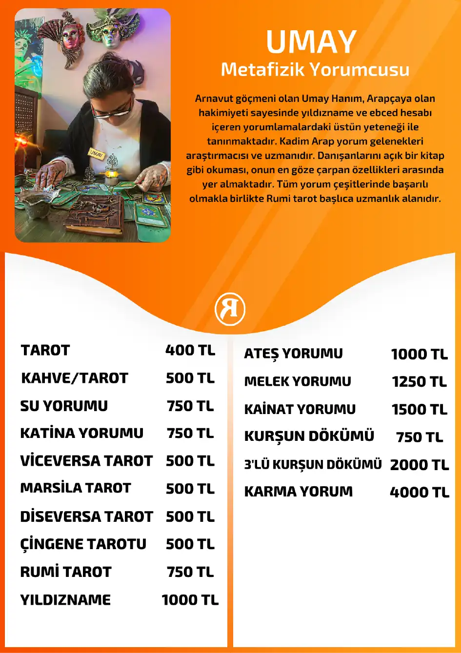 Turuncu Fal Cafe yorumcu Umay fiyat bilgisi görseli