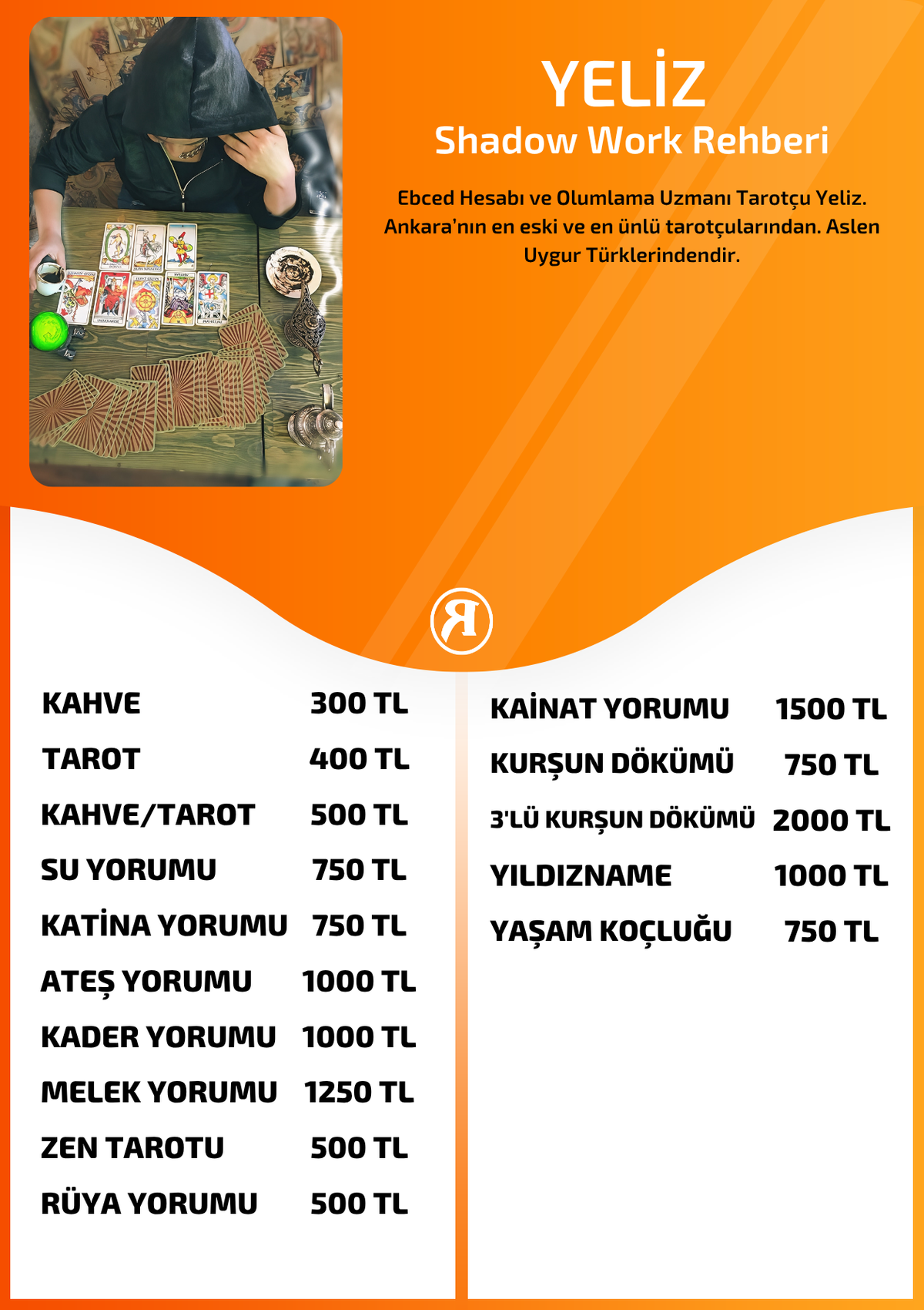 Turuncu Fal Cafe yorumcu Yeliz fiyat bilgisi görseli