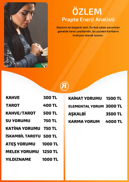 Ozlem Turuncu Fal Cafe online tarot yorumu tanıtım ve fiyat bilgisi görseli