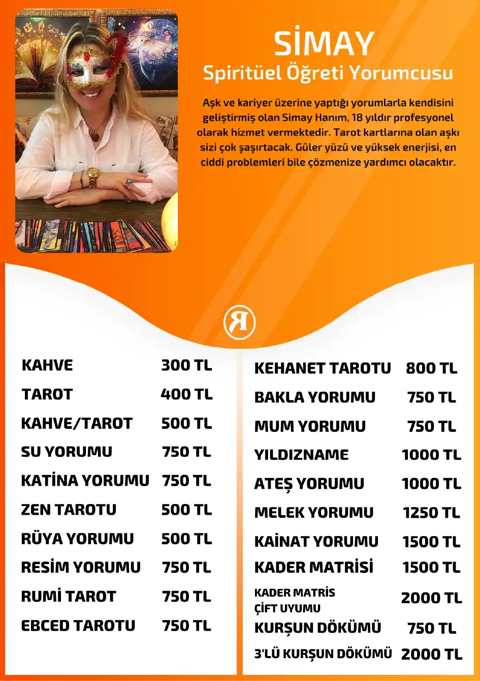 Simay Turuncu Fal Cafe online kahve tarot yorumu tanıtım ve fiyat bilgisi görseli