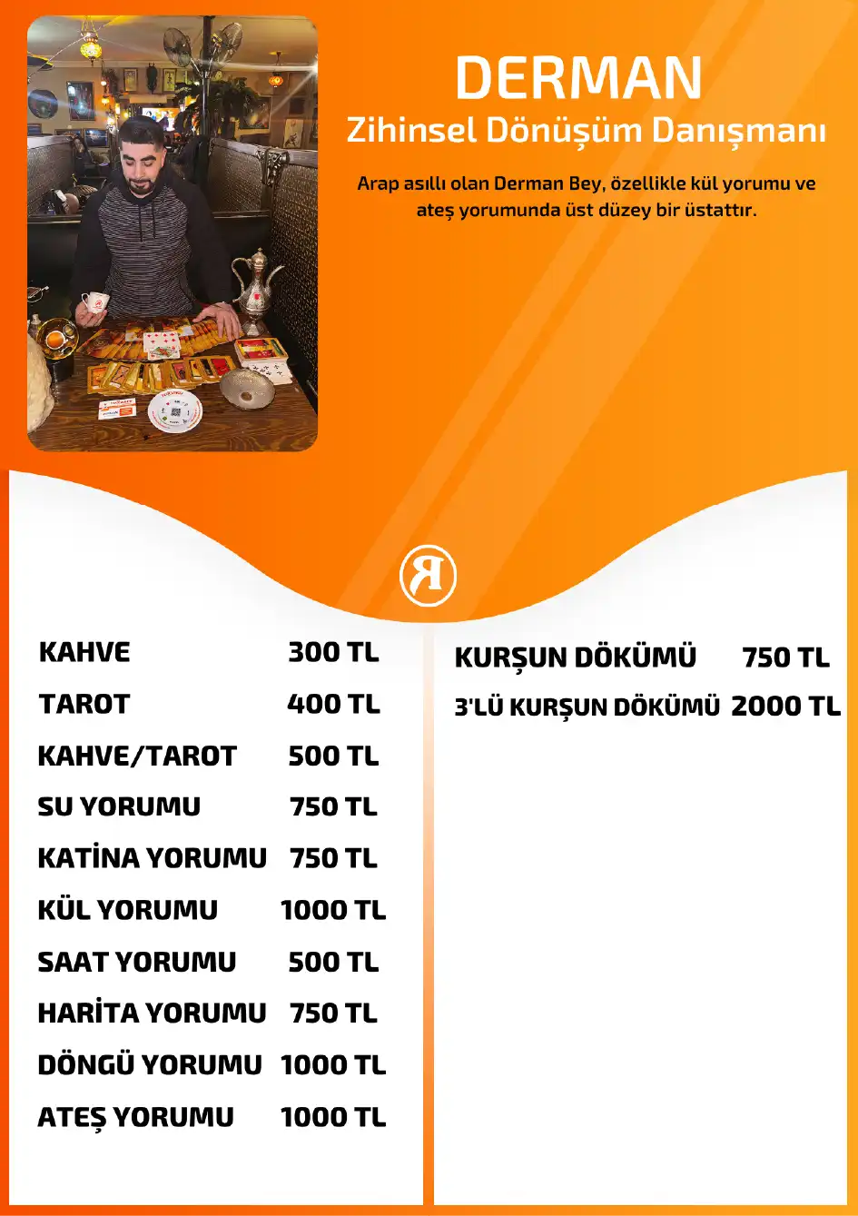 Turuncu Fal Cafe yorumcu Derman fiyat bilgisi görseli