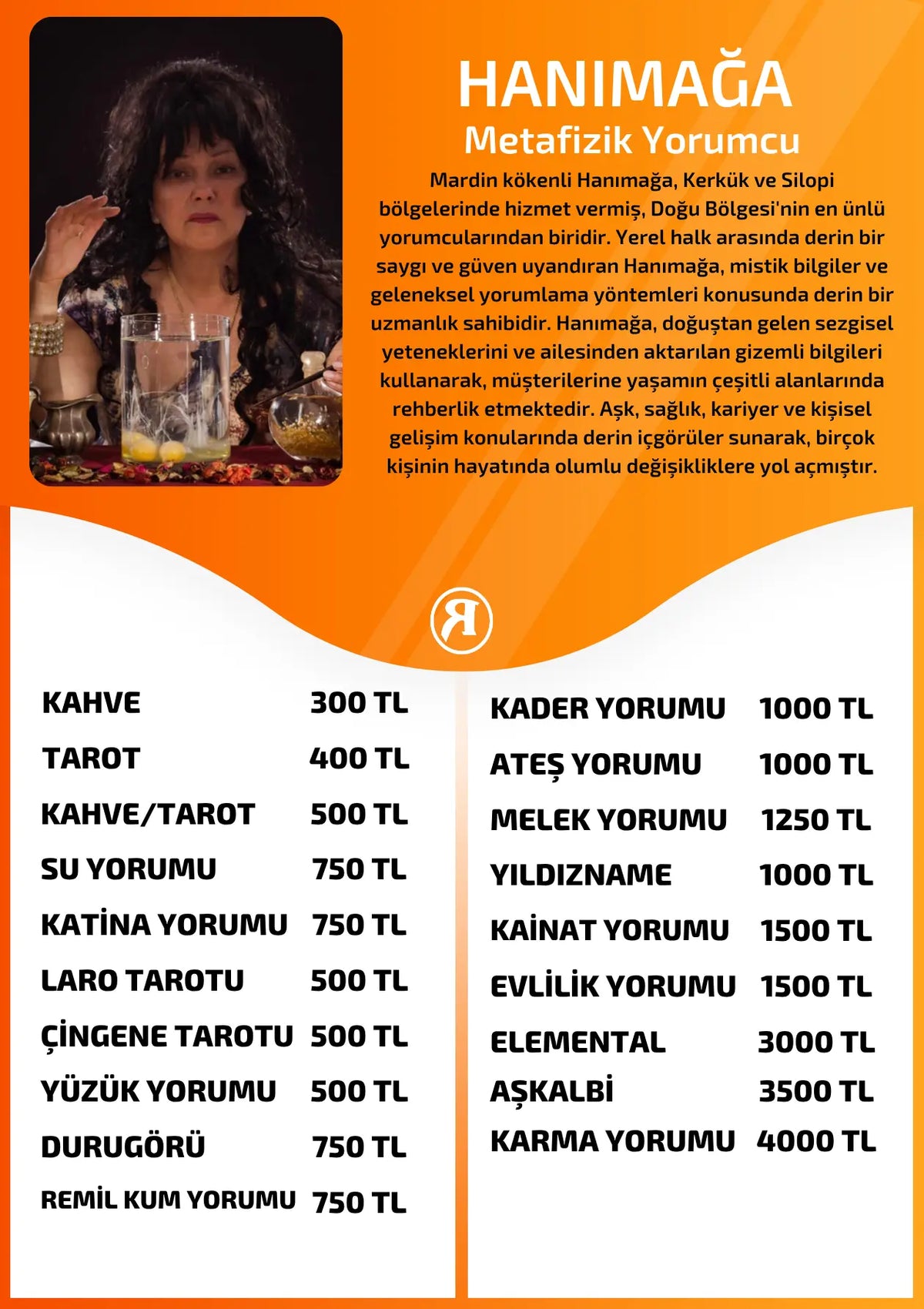 Turuncu Fal Cafe yorumcu Hanımağa fiyat bilgisi görseli