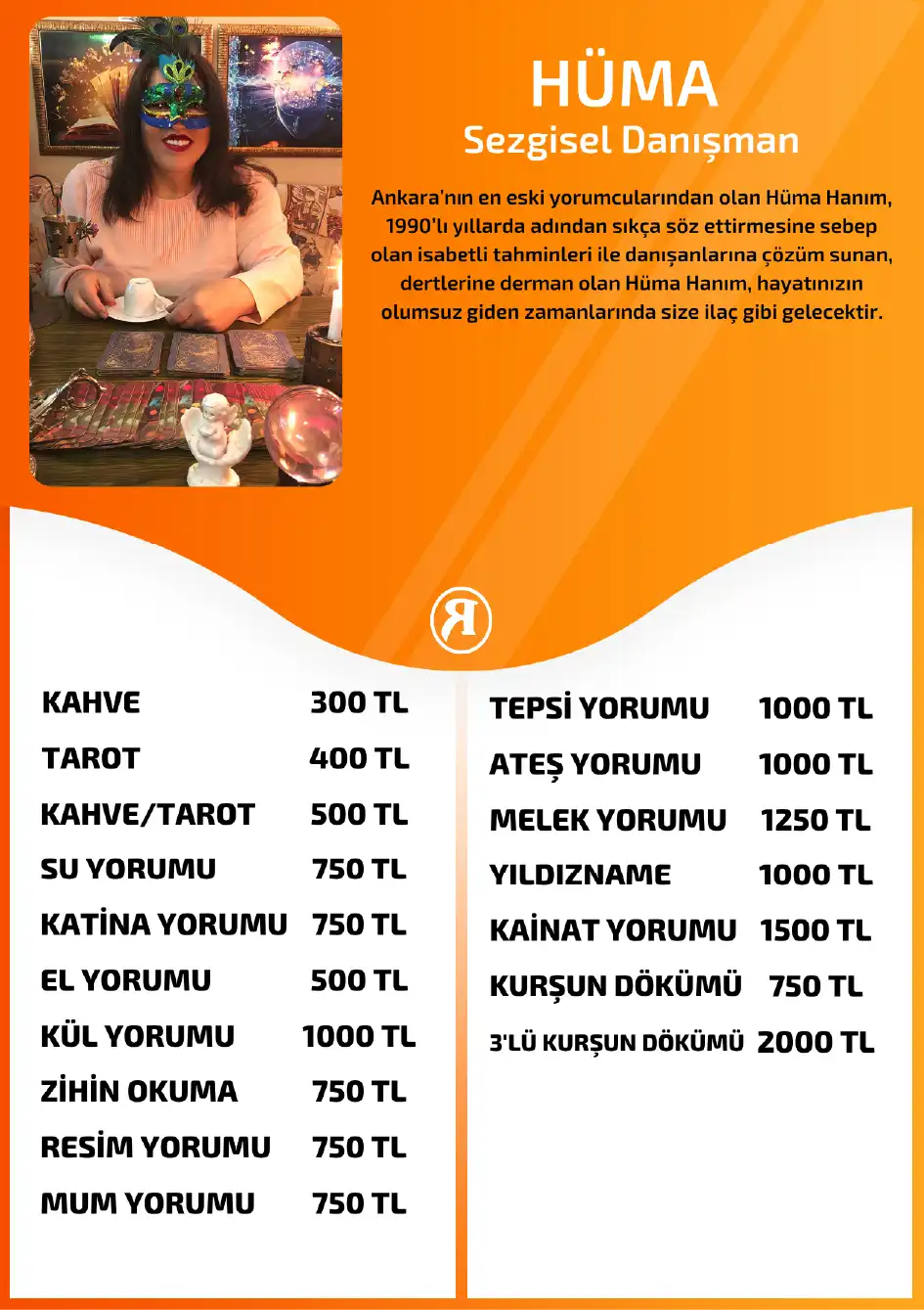 Turuncu Fal Cafe yorumcu Hüma fiyat bilgisi görseli
