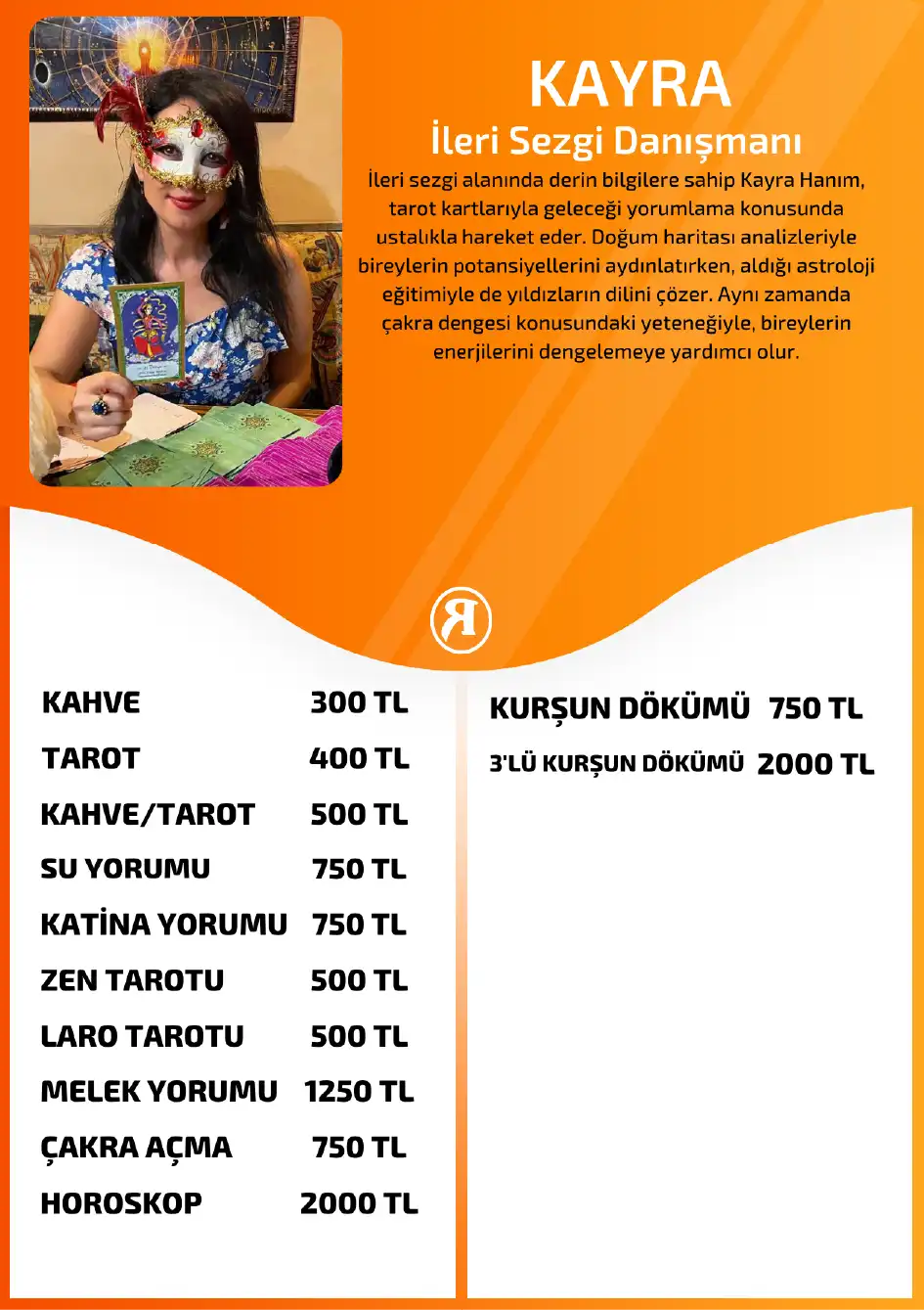 Turuncu Fal Cafe yorumcu Kayra fiyat bilgisi görseli