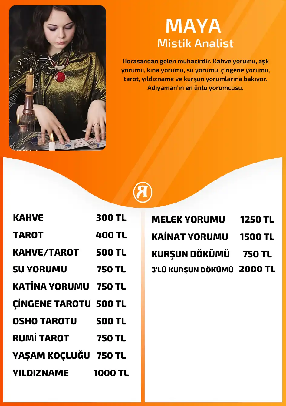 Turuncu Fal Cafe yorumcu Maya fiyat bilgisi görseli