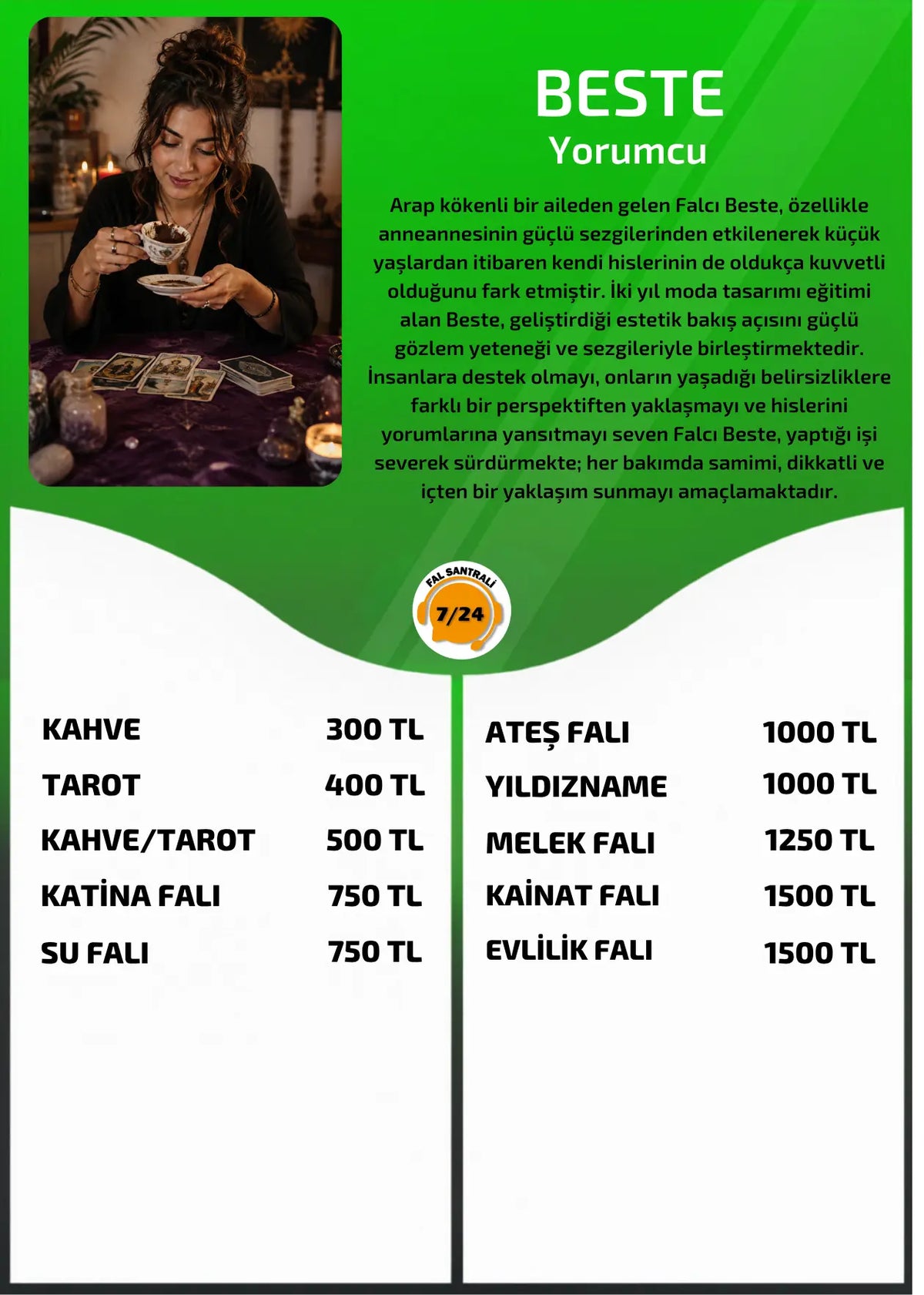 Gece Falcıları yorumcu Beste online evlilik yorumu fiyat bilgisi görseli